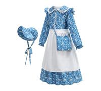 Mppchhn Girls Prairie Dress - Colonial Prairie Costumes with Apron for Little Kids - Cosplay Clothing for Daughter School Halloween Daily Dress Up Easter Theater Photoshoot Toddler Picnics Events