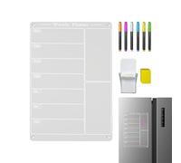 Mppchhn Magnetic Weekly Planner for Fridge - Fridge Weekly Planner | with Pen Holder 6 Highlighters Reusable Acrylic Meal Calendar Set for to-Do List Kitchen Family Child