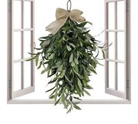 Mppchhn Olive Teardrop Swag | Wreath Swag With Bow | Green Branch Wreath | Holiday Artificial Olive Pendant | Perfect For Wedding, Birthday Party, Festival Decorations