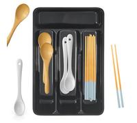 Mppchhn Silverware Drawer Organizer | Cutlery Tray | 4 Compartment Storage Box for Forks Spoons Cooking College Dorm Apartment House Cabinet Countertop Camping