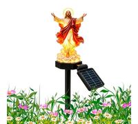 Mppchhn Solar Jesus Yard Figurine LED Resin Automatic Halo Light Sensor