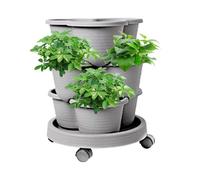 Mppchhn Stackable Planter,Stackable Tower Garden Growing System | Container with Removable Wheels & Tool Kit, Flower Pots Plant Growing System for Indoor Outdoor