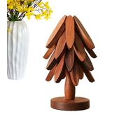 Mppchhn Wooden Tree Trivets - Foldable Christmas Tree Wood Teapot Holder - Tabletop Protection Hot Pot Coaster - for Home Kitchen Restaurant Bowl Counter Dining Room