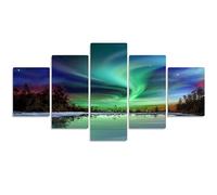 MPPSU Northern-Lights 5 Piece Pictures Prints Large Canvas Wall Art For Living Room Modern Framed Artwork 150Cm×80Cm