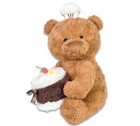 MPQDFG Teddy Bear Birthday Bear Doll Soft Toys, Teddy Bear Stuffed Animals, Plush with Cupcake and Embroidered Birthday Message Hat Cute Stuffed (23cm)