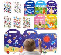 MPQMPQ 5-Pack Reusable Sticker Book - for Toddlers 3+ Year Olds with 10 Pack 400+ Stickers Bulk, Party Bag Fillers for Kids 3D Puffy Sticker Books for Early Educational Learning Toy
