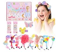 MPQMPQ 8PCS DIY Headband Making Kit for Girls, Girls Birthday Presents, Craft Sets Gift with Hairband Accessories & 2 Gem Stickers, Arts and Crafts Toy for Kids Age 6 7 8 9 10 11 12+ Year Old