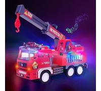 MPQMPQ Fire Engine Toys for Kids - 3 4 5 6 Year Olds Boy Fire Truck Toys with Music & Light, Rotating, Obstacle-avoiding Large Electric Fire Engine Toddler Indoor Toy (Emergency Tender)