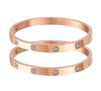 MPRAINBOW Gold Bracelets for Women, 2Pcs 18K Gold Plated Cubic Zirconia Bangle Crystal Friendship Bracelet Jewelry,Wedding Party Christmas Birthday Gift for Girlfriend Sister Daughter, 18 cm or