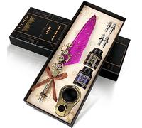 MPRINCE eather Pen ink Set,Calligraphy Pen Set,Calligraphy Pen for Writing, Handwriting Lovers Birthday Gift,Luxury Vintage Signature Pen-Purple