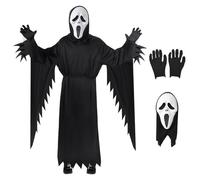 Mprocen Adult Screaming Black Ghost Costume, Halloween Funny Ghost Face Mask Halloween Carnival Party Unisex Scary Transformation Costume