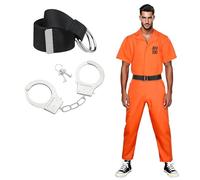Mprocen Orange Prisoner Costume Unisex Adult Jumpsuit Halloween Prisoner Party Outfit Includes Accessories Cosplay Halloween Character Costume