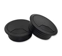 Mprofi MT® 2 Pieces | Desk Cable Grommets Ø80 mm | Black Cable Management Hole Covers | Desk Cable Organiser for Office & PC Tables | Plastic Cord & Wire Management Inserts