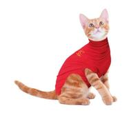 MPS Medical Pet Shirt Cat, Surgery Recovery Suit, Red, XXXX-Small