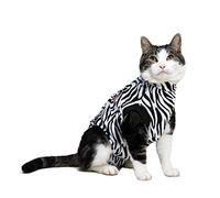 MPS Medical Pet Shirt Cat, Surgery Recovery Suit, Zebra-Print, X-Small