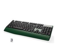 MPTOG Bluetooth Computer Wireless Retro Keyboard with Wrist Rest, Colorful Round Keys, Battery Powered Wireless Keyboard with Power Switch (Dark-Green Black)