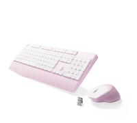 MPTOG Ergonomic Keyboard and Mouse Combo with Wrist Rest, BK Chipset, Full-Size Colorful Office Keyboard and Mouse, Power Button, USB Receiver for PC Laptop(Pink White)