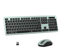 MPTOG Wireless Keyboard and Mouse Combo, Full-Size 104-Key Office Keyboard with 15 Function Keys, Numeric Keypad, Single USB Receiver, Compatible with PC and Laptop(Green)