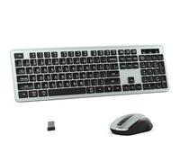 MPTOG Wireless Keyboard and Mouse Combo, Full-Size 104-Key Office Keyboard with 15 Function Keys, Numeric Keypad, Single USB Receiver, Compatible with PC and Laptop(Gray)