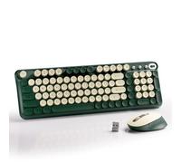 MPTOG Wireless Keyboard and Mouse Combo, Full-Size 2.4G Set with Number Pad, Long Battery Life, Plug Play for Office and Student Use (Milk Dark-Green)