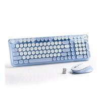 MPTOG Wireless Keyboard and Mouse Combo, Full-Size 2.4G Set with Number Pad, Long Battery Life, Plug Play for Office and Student Use (Blue)