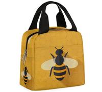 MPTPTM Portable Lunch Bag for Women Man, Bee Large Capacity Waterproof Insulated Lunch Box for Work Picnic Hiking