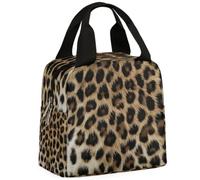 MPTPTM Portable Lunch Bag for Women Man, Leopard Texture Large Capacity Waterproof Insulated Lunch Box for Work Picnic Hiking