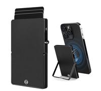 MPVWALT Metal Card Holder with Magnet for Magsafe Wallet, Pop up Card Case Slim Aluminum Body Compatible with Apple iPhone 17/16/15/14/13/12 Series (Not 13/12 Mini) or Magnetic Phone, RFID Block