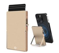 MPVWALT Metal Card Holder with Magnet for Magsafe Wallet, Pop up Card Case Slim Aluminum Body Compatible with Apple iPhone 17/16/15/14/13/12 Series (Not 13/12 Mini) or Magnetic Phone, RFID Block