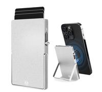 MPVWALT Metal Card Holder with Strong Magnet for Magsafe Wallet, Pop up Card Case Slim Aluminum Body Compatible with Apple iphone 16/15/14/13/12 Series (Not 13/12 Mini) or Magnetic Phone, RFID Block