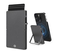 MPVWALT Metal Card Holder with Strong Magnet for Magsafe Wallet, Pop up Card Case Slim Aluminum Body Compatible with Apple iphone 16/15/14/13/12 Series (Not 13/12 Mini) or Magnetic Phone, RFID Block