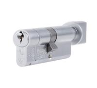 MPx6 Euro Cylinder and Turn High Security Lock Barrel with Thumb Turn Control for UK Standard Euro Profile Doors (Satin Chrome, 90mm)