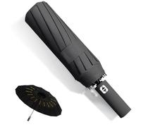 MPXEAVG Umbrella Windproof Strong, 60 Ribs Automatic Umbrella, Auto Open Close, for Women Men (Black)