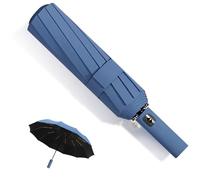 MPXEAVG Umbrella Windproof Strong, 60 Ribs Automatic Umbrella, Auto Open Close, for Women Men (Haze Blue)