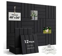 MQAAUP 12 Pack Felt Bulletin Board Tiles, 48"x36" Self Adhesive Wall Panels, No Drill Removable Adhesive Tabs, No Damage Cork Board Alternative for Home Office, Classroom, Dorm