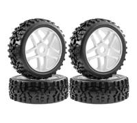MQAIBENG 4Pcs 1/8 RC Buggy Wheels & Tires, 4.72" OD Pre-Glued Set With 17mm Hex For Arrma Typhon, For Kyosho, For Losi 8IGHT, For Traxxas(WHITE)