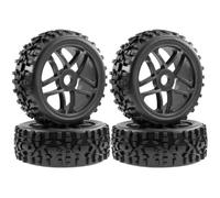 MQAIBENG 4Pcs 1/8 RC Buggy Wheels & Tires, 4.72" OD Pre-Glued Set With 17mm Hex For Arrma Typhon, For Kyosho, For Losi 8IGHT, For Traxxas(Schwarz)