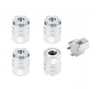 MQAIBENG 4PCS Aluminum M5 Nut Wheel Rim Center Cap Manual Locking Hubs For Axial 1/8 AXP8 Gilamon Trail Buggy Upgrade(Chrome)