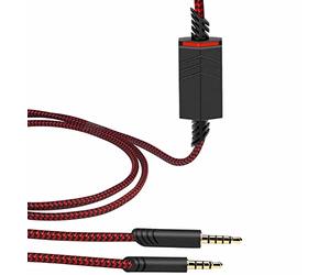 MQDITH 2.0M Replacement Audio Cable Compatible with Astro A40 A40TR Gaming Headset, Inline Mute Wire and No Volume Control Cord (Nylone Cord, Red/Black)