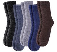 MQELONG Womens Super Soft Fuzzy Cozy Home Sleeping Socks Microfiber Winter Warm Slipper Socks, 5 Pairs Brown, One Size