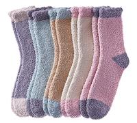 MQELONG Womens Super Soft Fuzzy Cozy Home Sleeping Socks Microfiber Winter Warm Slipper Socks, 5 Pairs Patchwork, One Size