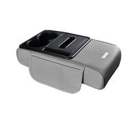 Mqetly Car Armrest Cushion, Center Armrest Organizer, PU Inner Box with Cup Holder And Mobile Phone Compartment for Business People, Family, And Dr, gray