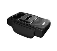 Mqetly Car Armrest Cushion, Center Armrest Organizer, PU Inner Box with Cup Holder And Mobile Phone Compartment for Business People, Family, And Dr, black