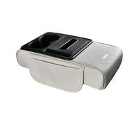 Mqetly Car Armrest Cushion, Center Armrest Organizer, PU Inner Box with Cup Holder And Mobile Phone Compartment for Business People, Family, And Dr, white