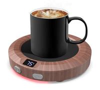 MQFORU Coffee Mug Warmer - 3 Temp Control 55-75°C, LED Light, Auto Shut-off for Coffee, Milk & Tea (Wooden)