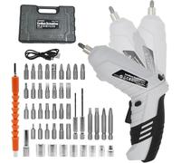 MQFORU Cordless Screwdriver, 49 Piece Portable Cordless Drills, 3.6V Rechargeable Electric Screwdriver Kit, Dual Position Handle with USB Cable LED Light for Home Office DIY Tools
