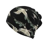 MQGMZ Industrial Brick Wall Background Print Multifunction Beanie Hat Soft Stretch Skull Cap Head Wrap Fashion Scarf, Japanese Crane & Pine, One size