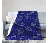 Mqgmz Manta Ray and Fish Print Classics Comfy Ultra-Soft Micro Fleece Blanket Flannel Throw Gift Indoor 60"X50"