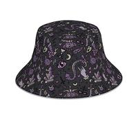 MQGMZ Purple Black Goth Spooky Print Bucket Hat Head Wear Men Women,Denim Sport Fisherman Cap Double-Side-Wear Sun Cap, Purple Black Goth Spooky, One size