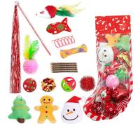 MQIAN 18 PCS Cat Christmas Toys - Soft, Plush, Pet Christmas Cat Toys for Kittens